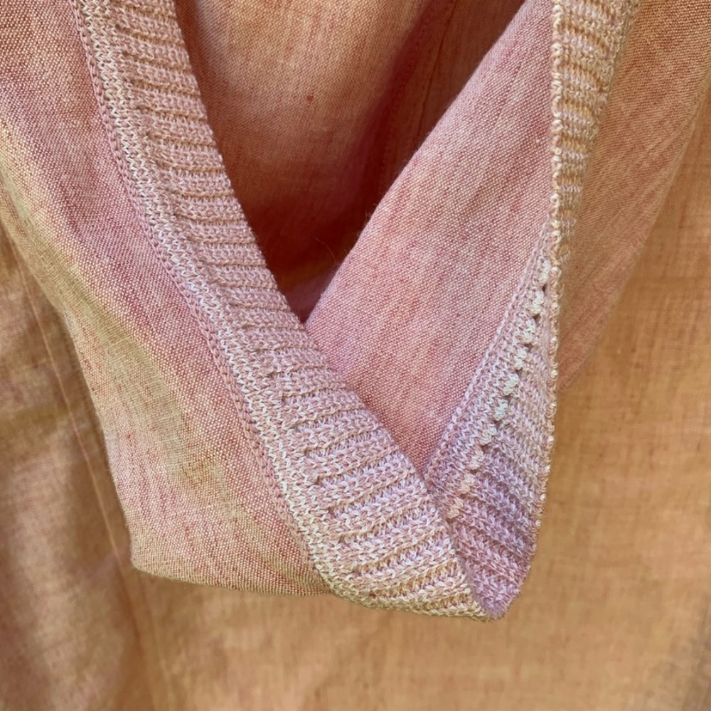 St. John Sport Linen zip-up hooded light pink textured woven knit trim Jacket S - Picture 7 of 8